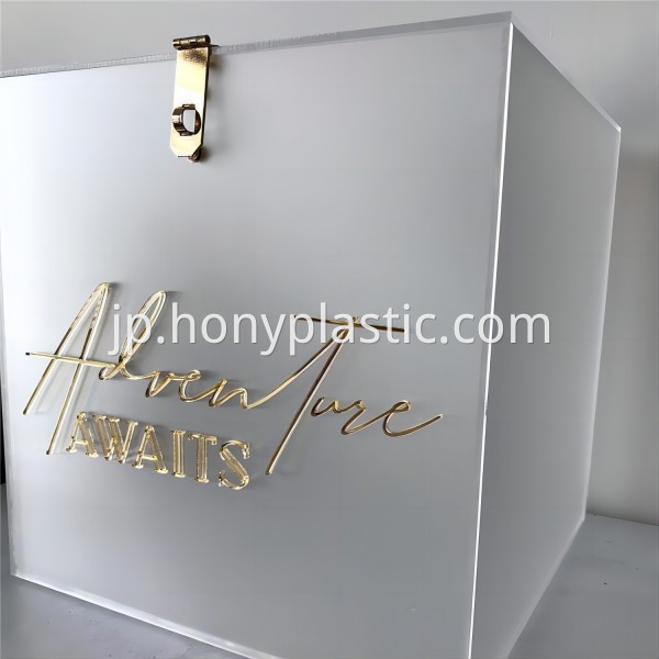 Custom Frosted Clear Acrylic Engagement Wishing Well Box for Wedding Event-7(1)
